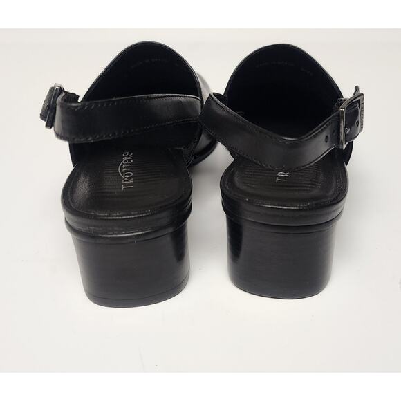 Trotters Women's Vintage Black Leather Slingback Flat Sandal Shoes Size 6.5M - Picture 5 of 9